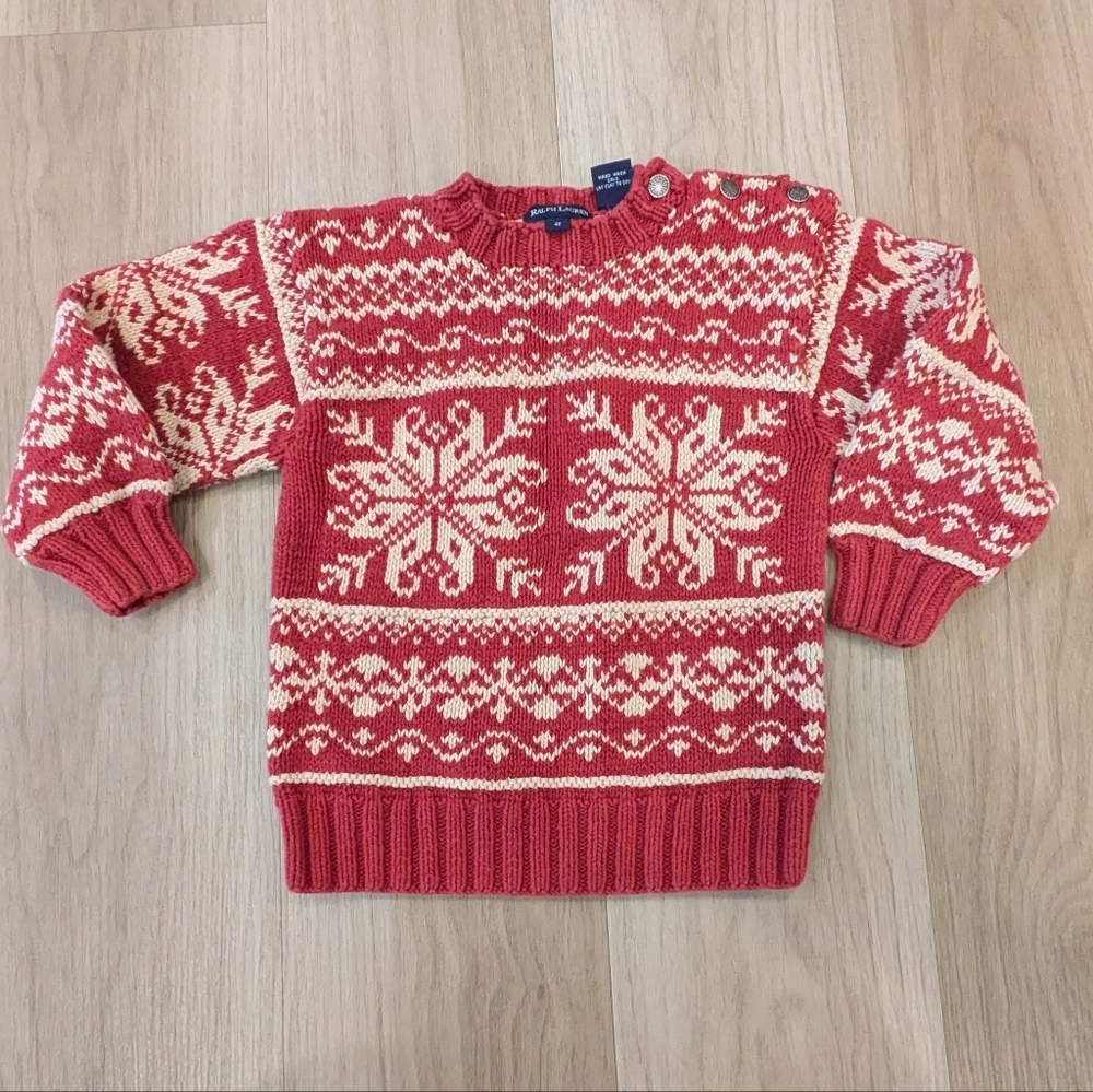 Baby Vintage Ralph Lauren Snowflake Red Sweater Size 4T